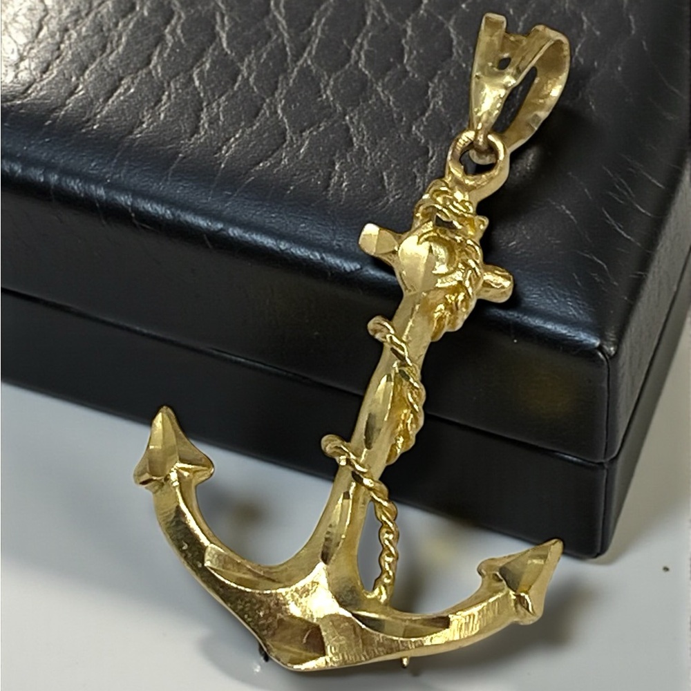 Amazing Vintage Estate Custom 14K Yellow Gold MARINER ANCHOR Charm Pendant!